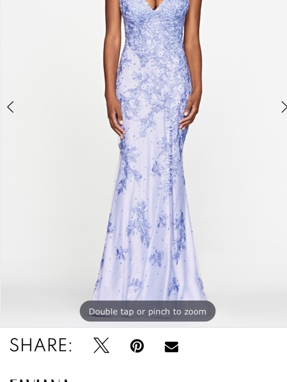 Elegant Faviana Periwinkle Lace Appliqué Evening Gown - Picture 3 of 5